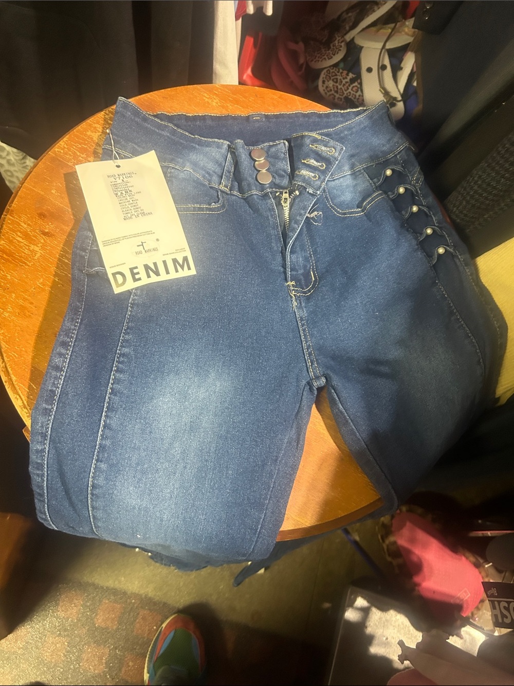 Denim & Supply Ralph Lauren Dark Blue High-Rise Lace-Up Denim Jeans